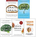 David Perlmutter 5 Books Collection Set (Grain Brain, The Grain Brain Whole Life Plan, Brain Maker, The Grain Brain Cookbook & No Grain, Smarter Brain)