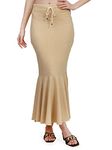 Mehrang Stretchable Frill Saree Shapewear Petticoat for Women, Cotton Blended,Petticoat,Skirts for Women,Shape Wear Dress for Saree Beige