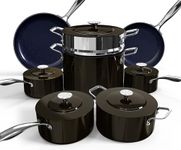 Nuwave Lux 13pc Forged Lightweight Cookware Set PFAS Free, Healthy G10 Duralon Ceramic Coating, Ultra Non-Stick, Stay-Cool Handles, Works on All Cooktops & Induction Ready, 31901