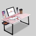 Datar Fashion Foldable Wooden Mini Laptop Table for Bed, Study Table with Drawer, Tablet/Mobile Holder for Kids & Adults->> (Hello Kitty Cotted)