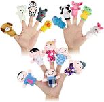 Sealive 16-PCS Finger Puppets for Toddlers Story Time - Soft Velvet 10 Animals & 6 Family Members - Perfect for Role Playing, Classroom Learning, Party Favors, Travel, Therapy, Imagination Building