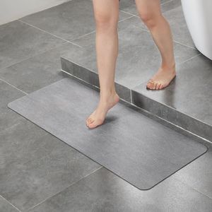 Reepow Bath Mats 89x44cm Super Thin, Bath Rugs Non Slip Absorbent Quick Dry for Bathroom, Thin Bathroom Mats Fit Under Door, Easy Clean Washable Shower Mat Carpet for Kitchen, Bathtub, Sink, Grey