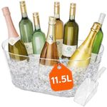 Lifewit 11.5L Ice Bucket for Parties, Portable Champagne Bucket for Cocktail Bar, Clear Plastic Drink Cooler for Beverage/Wine/Beer/Juice, Mimosa Bar Chiller Tub with Scoop 38x18x20 cm/15x7x8"