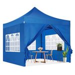 THESHELTERS - 10x10ft Outdoor Gazebo Tent with Sidewalls and 2 Front Curtains | Portable 32 Kgs Waterproof Tent | Outdoor Tent Provides Instant Shelter and Easy Installation (Classic Blue)