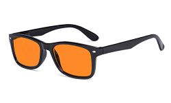 Eyekepper Blue Light Glasses with Orange Tinted Filter Lens for Nighttime Sleeping Women Men - Blocking Rays Computer Reading Glasses - Black