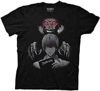 Ripple Junction Mens Death Note Anime T-Shirt - Death Note Light Yagami Mens Fashion Shirt - Death Note Manga Tee (Black, XX-Large)