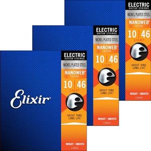 Elixir Electric Guitar Strings NANOWEB Light .010-.046#12052 Set of 3