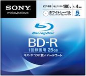 Sony Blu-ray Disc 5 Pack - 25GB 4X BD-R - White Inkjet Printable
