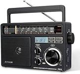 Retekess TR618 Portable FM AM SW Radio, Digital Shortwave Radio, Mains and Battery, Vintage Transistor, Antenna, Headphones Jack USB TF, Site, Work, Bathroom, Kitchen, Outdoor (Black)