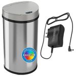 iTouchless Semi-Round Extra-Wide Opening Automatic Sensor Trash Can With AC Adapter, Stainless Steel, 13 Gallon/49 Liter.