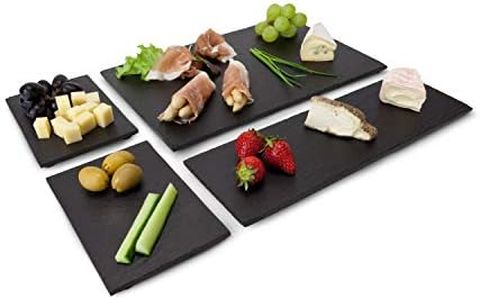ROMINOX Set di 4 piastre in ardesia, verniciate e resistenti, disponibili in 3 misure, perfette per servire gli alimenti, combinabili in modo flessibile, da circa 30 x 20 x 1,5 cm