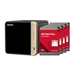 QNAP TS-464-8G-44W-US 4 Bay High-Performance Desktop NAS with 12TB Storage Capacity, Preconfigured RAID 5 WD Red Plus HDD Bundle