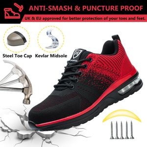 Baofular Steel Toe Safety Trainers – Lightweight Non-Slip Work Shoes, Red, Men/Women, UK 10