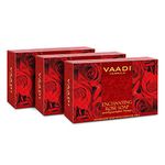 Vaadi Herbals Organic Body Soap Bar Red Rose Petal with Honey N Aloe Vera Extracts - 3 X 75 Gm