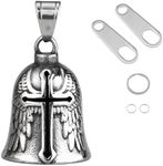 CTZSR Motorcycle Bell Guardian Angel Keychain - Good Luck Bell for Motorcycles Bikes & Drive Safe Cycling Bells Accessories for Bikers Riders with 2 Hangers | Black