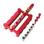 6/8/10mm Self-Centering Woodworking Doweling Jig Kit Drill Guide Wood Dowel Puncher Locator Carpentry Tools (Red)