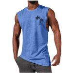 F-09 Royal Blue Hawaiian Cami Tank Tropical Track Gym Beach Running Vests for Mens Summer Fall Sleeveless Boat Neck Spandex Relaxed Fit Long Top Vests Mens 2024 Clothes Trendy L