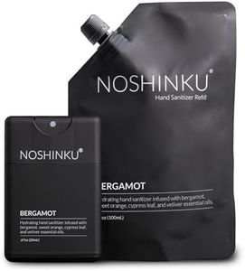 Noshinku Bergamot Pocket Hand Sanitizer Refill Kit: Refill Pouch + Sprayer Bundle | Organic Antibacterial Sanitizing Mist with Moisturizing Oils | FDA Registered | 70% Sugarcane Derived Alcohol