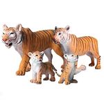 FLORMOON Tiger Toys, 4pcs Plastic Realistic Wild Animal Figures for Early Educational ToysBirthday Party Cupcake Topper for Kids