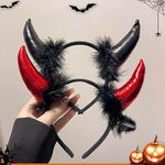 Yukiyi 2 Pcs Halloween Red Devil Horns Headband Fancy Dress Accessory Black Dark Halloween Headbands Head Boppers Halloween Devil Costume Accessories for Cosplay Party Kids Adults