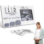 Baby Scan Photo Frames with Countdown Calendar, Wooden Baby Scan Photo Frames for 4" x 3" Ultrasound Photo, Sonogram Picture Frame for Baby Announcement, Mum to Be Pregnancy Gifts