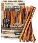 Mighty Paw Naturals Bully Sticks for Small & Medium Dogs - Grass Fed Beef Chews. Bully Sticks for Large Dogs. Lower Odor Stick Treat. Single Ingredient (12" - 10 Pack)