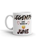 KC PRODUCTS White Printed Ceramic Coffee Mug for Legends are Born in June (Mug 330 ml)