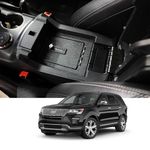 TuoJue Center Console Gun Safe - Console Safe Vault Compatible with 2013-2019 Ford Explorer, Lock Box, Locking Vault with 4-digit Lock with Password Retrieval Key.