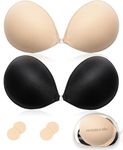 Hairao 2 Pack Sticky Bra, Strapless Invisible Bra, Backless Adhesive Bras for Women, Push Up Stick On Bras with Nipple Covers Size B