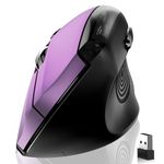 memzuoix Wireless Ergonomic Mouse, Upgraded 2.4G Optical Cordless Mice with 800/1200 /1600 DPI, Vertical Computer Wireless Mouse for Laptop, Mac, PC, Desktop (for Right Hand, Large), Purple