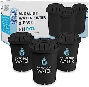 PH001- Black Alkaline Water Filter – Replacement Water Filter By Invigorated Water – Water Filter Cartridge - For Invigorated Living Pitcher, 300 Gallon Capacity (3 pack)