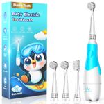 Baby Toothbrush Electric Toddler Toothbrush 0-2-3 Years Old Kids Electric Toothbrush with LED Light 2 Minutes Timer Battery Operated Sonic Technology for Infant 6 Months and Up (Blue)