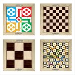 Clapjoy Wooden 4 in 1 Board Game for Kids & Adults| Ludo & Chess |Snake Ladder & Tic Tac Toe| Size 14 x 14 inch | Ideal for Parties, Fun, and Family Game Nights