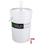 U.S. Solid Plastic Fermenter - 6.5 Gallon Food-Grade Fermenting Bucket Homebrewing Fermentor with Spigot and Airlock BPA Free