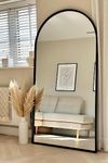 MirrorOutlet The Arcus - Metal Frame, Framed Arched Leaner/Wall Mirror 71" X 35" (180CM X 90CM) Black