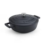 MasterClass Casserole Dish with Lid 2.5L/24 cm, Lightweight Cast Aluminium, Induction Hob and Oven Safe, Black