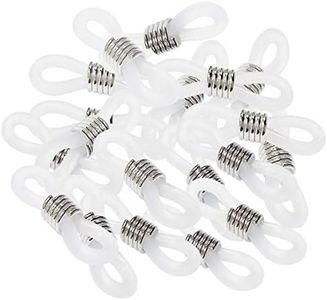 40 Pieces Eyeglass Chain Ends Adjustable Rubber Spectacle End Connectors for Eye Glasses Holder Necklace Chain, White and Silver, 20 x 4mm