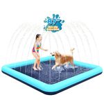 Bilibara 87'' Splash Pad for Dogs, Non-Slip Sprinkler for Kids, Square Splash Pad for Kids Ages 4-8, Splash Pads for Toddlers 1-3, Dog Sprinkler Shallow Pool, Outdoor Water Toys for Backyard, Teal