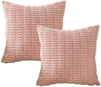 Miss Rui Pillow Covers 45x45cm Soft Throw Pillowcases Corduroy Soft Cushion Case for Home Decor Sofa Living Room Bedroom Set of 2 (Pink)