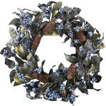 BINFEN 20" Christmas Wreaths for Front Door, Metallic Finish Leaves Blue Berries Covered in Snow Winter Xmas Wreath Outdoor Holiday Decoration, Door Reef for Farmhouse Front Porch Wall Window