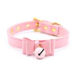 Intimate Lover Bell Necklace Choker Bow Collar Cat Cosplay Kitty Velvet Necklace (Pink)