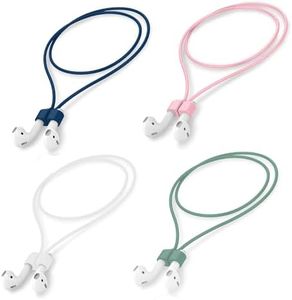 Magnetic Anti-Lost Straps for AirPods,Colorful Soft Silicone Sports Lanyard, Neck Rope Cord (Green Pink White Blue)
