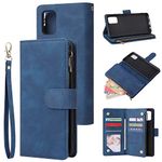 QLTYPRI Wallet Case for Samsung Galaxy A51(4G), Zipper Pocket Premium PU Leather Card Holder Slots with Kickstand and Wrist Strap Magnetic Closure Cover for Galaxy A51(4G) - Blue