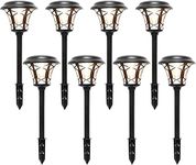 MAGGIFT 8 Pack 25 Lumen Solar Powered Pathway Lights, Solar Lights Outdoor, Super Bright SMD LED Outdoor Lights, Stainless Steel & Glass Waterproof Light for Landscape, Lawn, Patio, Yard, Garden