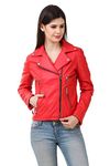 HYSAR Faux Leather Women/Girl Winter Jacket. Red