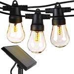 Brightech Ambience Pro - Waterproof LED Outdoor Solar String Lights - Hanging 1W Vintage Edison Bulbs - 27 Ft Heavy Duty Patio Lights Create Cafe Ambience On Your Porch - Warm White