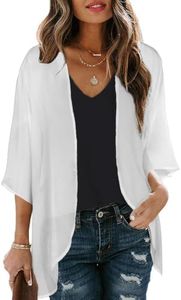 Women's Floral Kimono Cardigan Cover Up Casual Tops,White,4XL