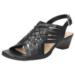 Bella Vita Women's Seble Wedge Sandal, Black Leather, 9.5