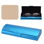 Philley Aluminum Ultra-Light Eyeglass Case Hard Shell Nearsighted Glasses Case for Women & Men(Blue)