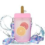 Popsicle Water Bottle With Strap, Creative Kawaii Water Bottle With Straw For Kids Transparent Water Jug Juice Drinking Cup Suitable For Camping outdoor Travel Kids School 300ML